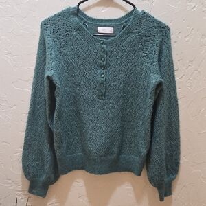 LC Lauren Conrad Soft Teal Button-Up Sweater